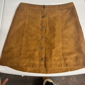 Hollister suede brown front button down skirt
